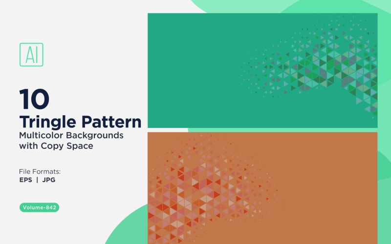Яркий треугольный узор фона в разных цветах и размерах 842