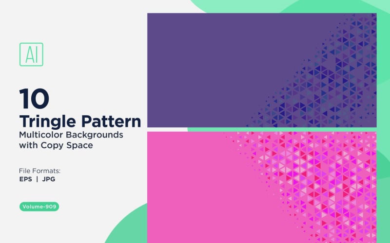 多种颜色和尺寸的鲜艳三角形图案背景 909