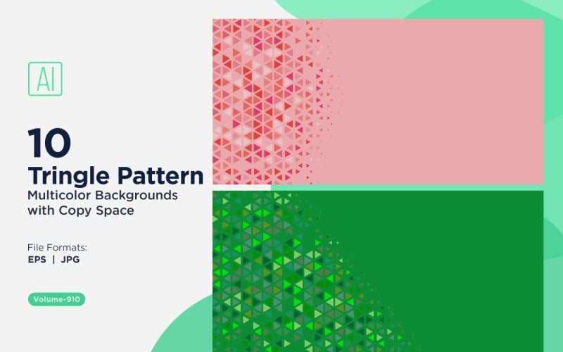 Zářivý trojúhelníkový vzor na pozadí ve více barvách a velikostech 910