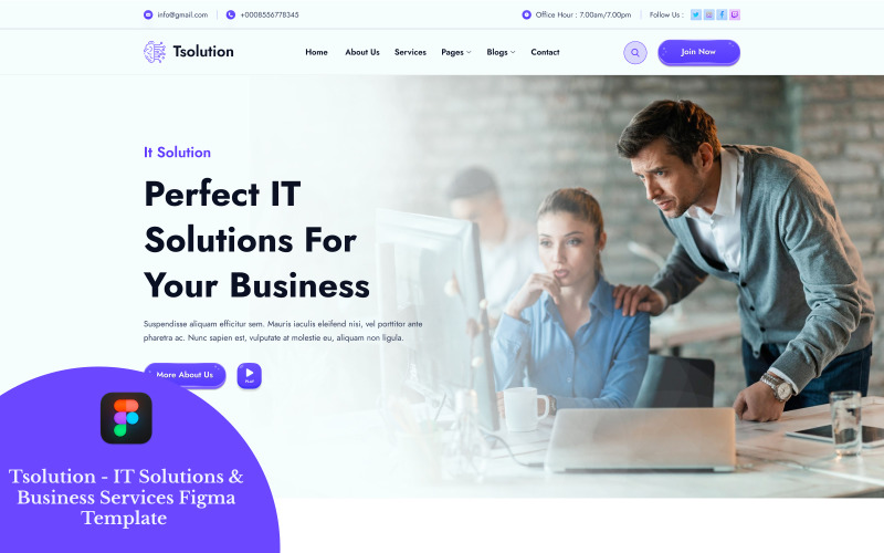 Tsolution - Modèle Figma de solutions informatiques et de services aux entreprises