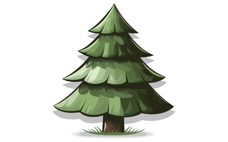 Um pinheiro verde com uma ilustração em forma cônica
