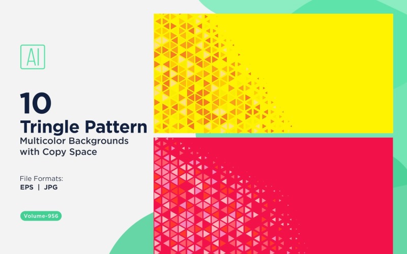 多种颜色和尺寸的充满活力的三角形图案背景 956
