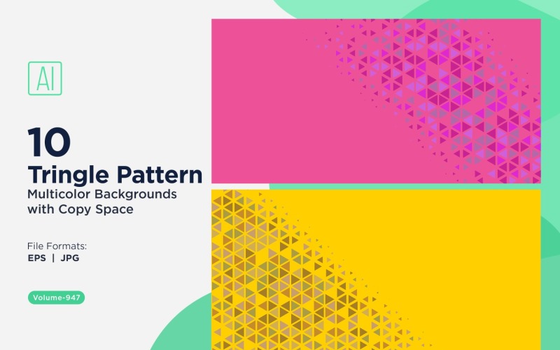 Fondo con patrón triangular vibrante en varios colores y tamaños 947