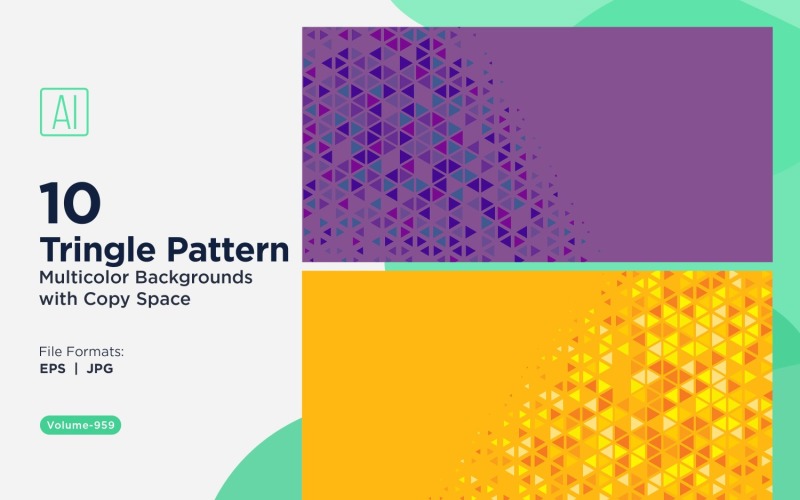 Fondo con patrón triangular vibrante en varios colores y tamaños 959