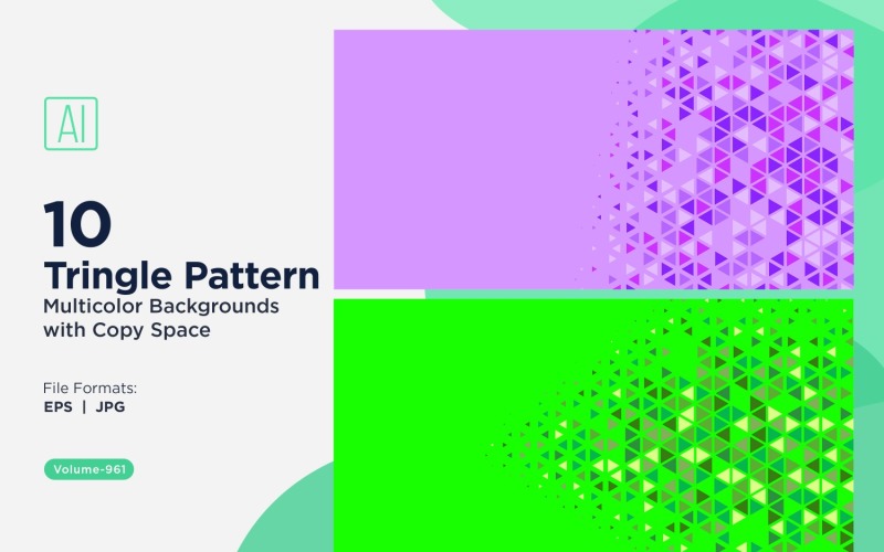 Fondo con patrón triangular vibrante en varios colores y tamaños 961