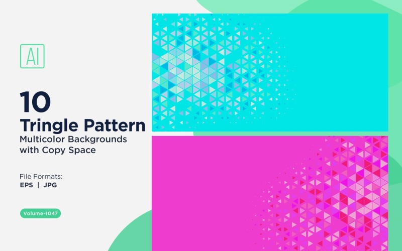 多种颜色和尺寸的充满活力的三角形图案背景 1047