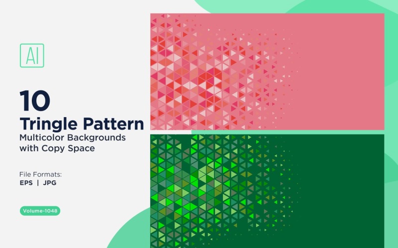 多种颜色和尺寸的充满活力的三角形图案背景 1048