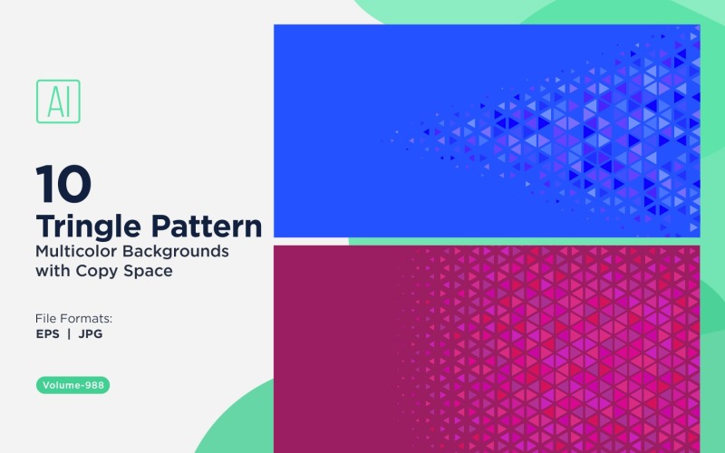 Élénk háromszög mintás háttér több színben és 988-as méretben