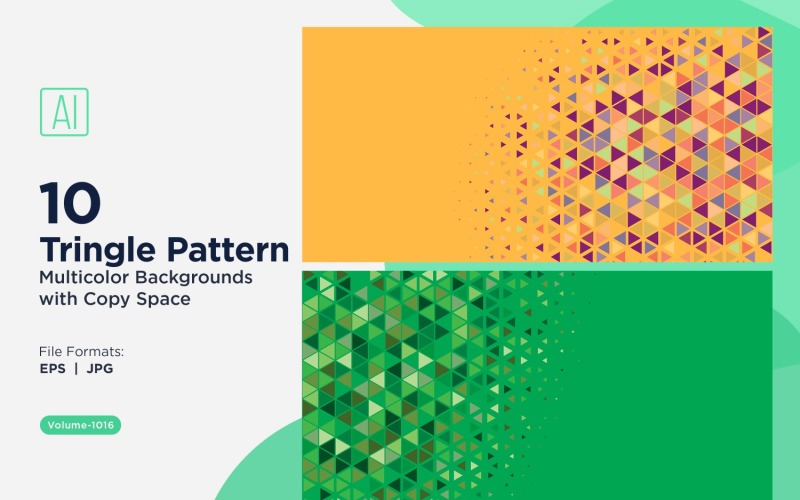 Fondo con patrón triangular vibrante en varios colores y tamaños 1016.