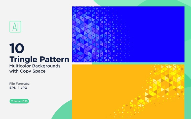 Fondo con patrón triangular vibrante en varios colores y tamaños 1038