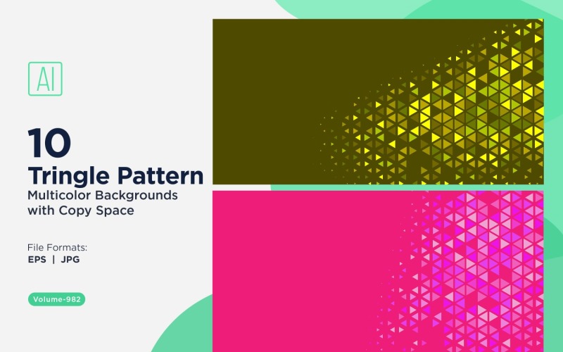 Fondo con patrón triangular vibrante en varios colores y tamaños 982