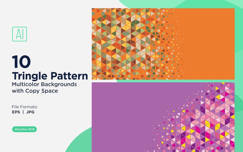 Fundo com padrão triangular vibrante em várias cores e tamanhos 1018.