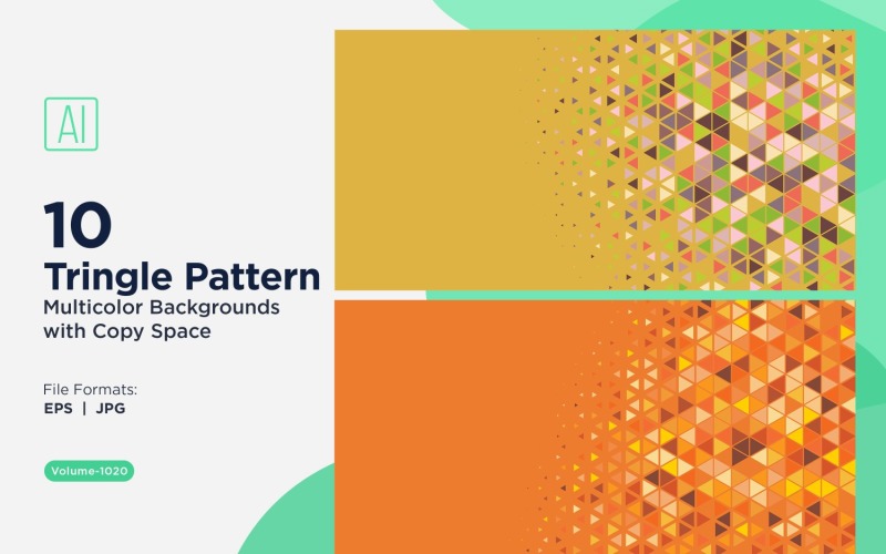 Fundo com padrão triangular vibrante em várias cores e tamanhos 1020.