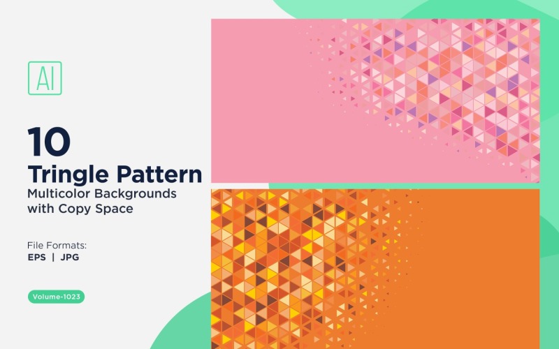 Fundo com padrão triangular vibrante em várias cores e tamanhos 1023.