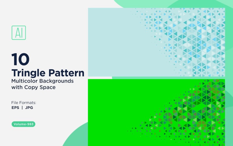 Fundo de padrão triangular vibrante em várias cores e tamanhos 983