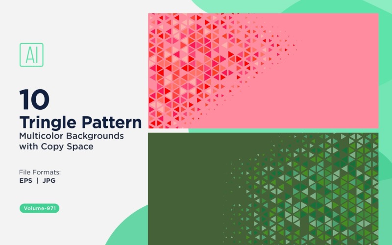 Zářivý trojúhelníkový vzor na pozadí ve více barvách a velikostech 971
