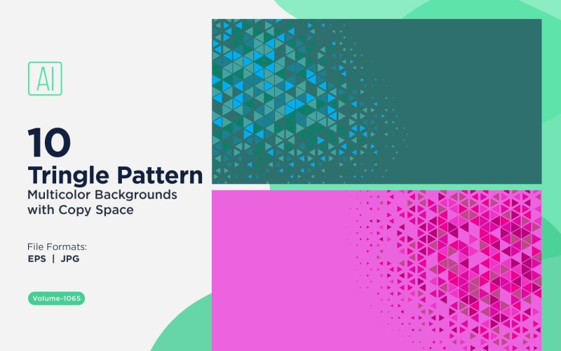 各种尺寸的彩色三角形多功能图案背景 1065