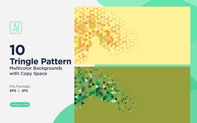 Kleurrijke driehoeken van verschillende groottes Veelzijdig patroon Achtergrond 1092