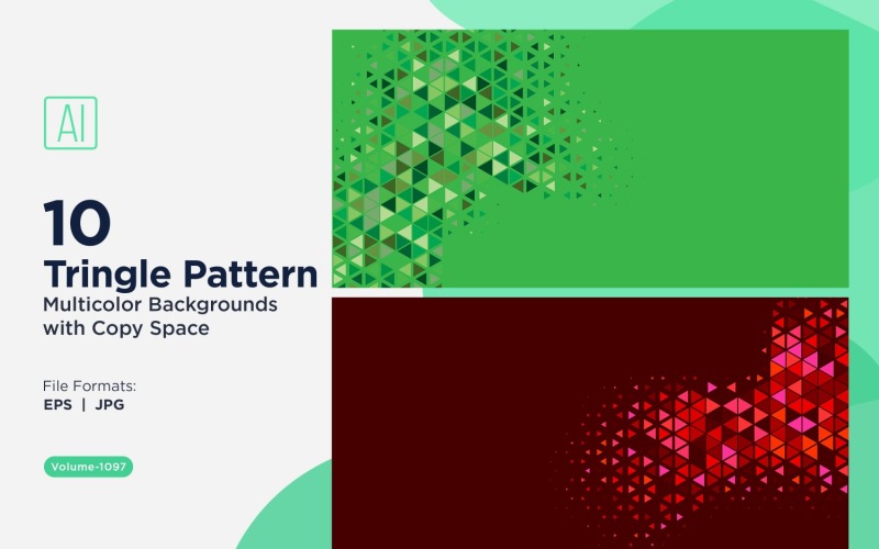 Kleurrijke driehoeken van verschillende groottes Veelzijdig patroon Achtergrond 1097