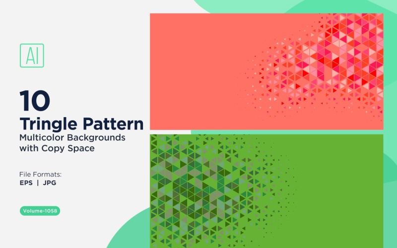 Kolorowe trójkąty o różnych rozmiarach, uniwersalny wzór tła 1058