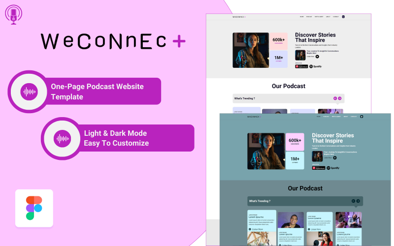 Шаблон веб-сайту Weconnect One Page Podcast Figma