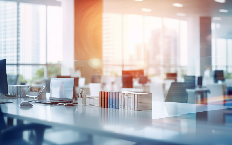 Абстрактный размытый интерьер офиса. рабочее пространство