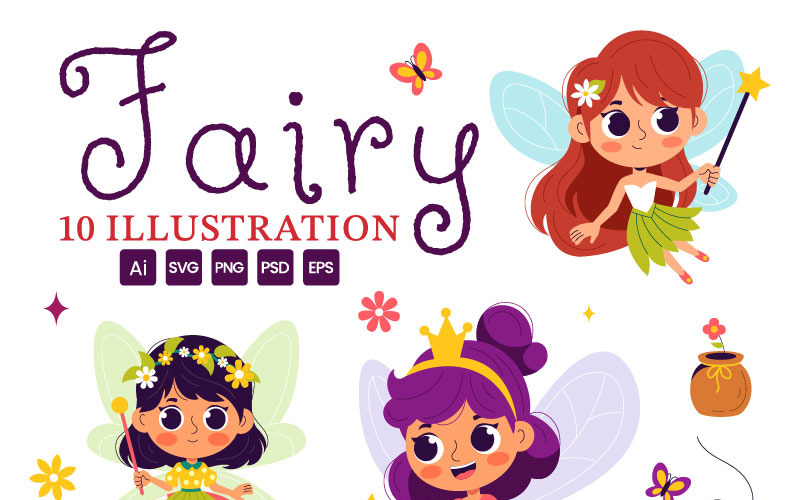 10 Vackra Flygande Fairy Illustration