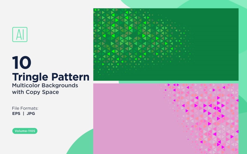 Kleurrijke driehoeken van verschillende groottes Veelzijdig patroon Achtergrond 1105