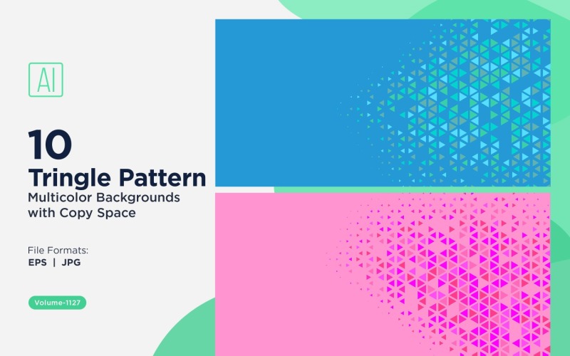 Kleurrijke driehoeken van verschillende groottes Veelzijdig patroon Achtergrond 1127