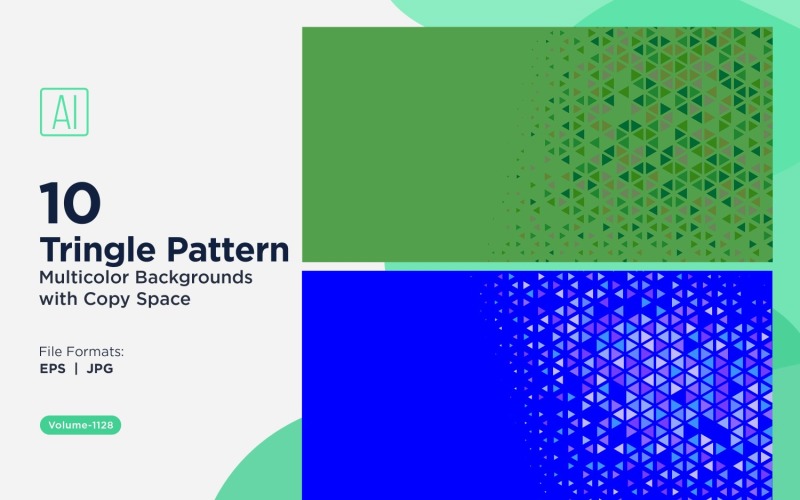 Kleurrijke driehoeken van verschillende groottes Veelzijdig patroon Achtergrond 1128