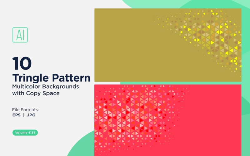 Kleurrijke driehoeken van verschillende groottes Veelzijdig patroon Achtergrond 1133
