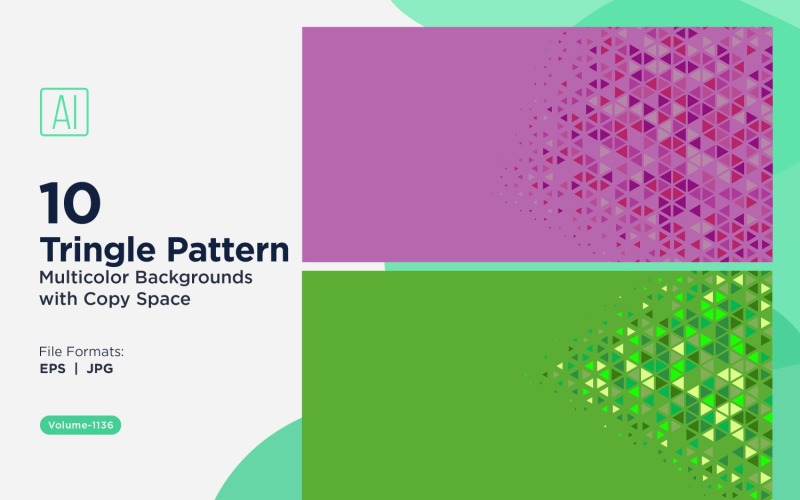 Різнокольорові трикутники різних розмірів, універсальний візерунок, тло 1136