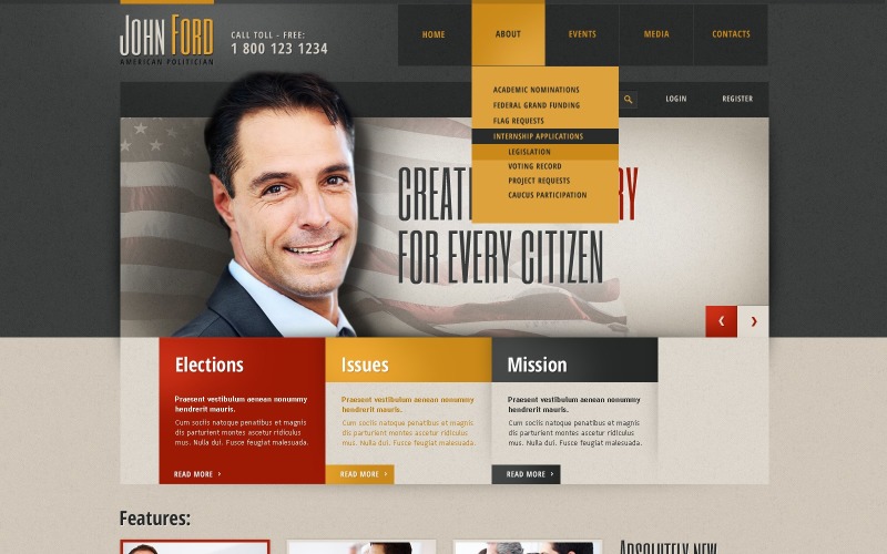 Modèle de site Web réactif pour les candidats politiques
