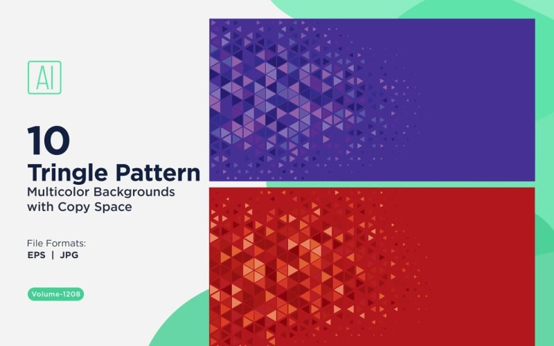 Fondo con patrón versátil de triángulos coloridos de varios tamaños 1208