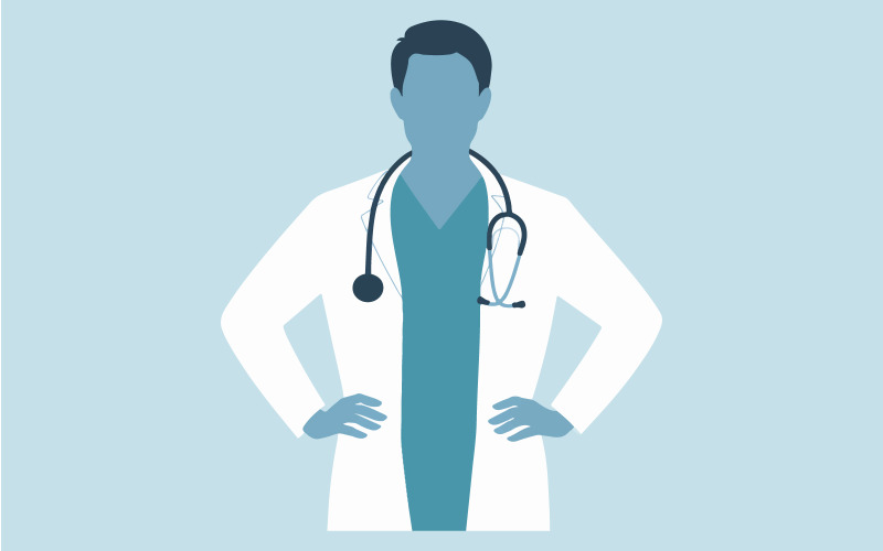 Ilustração de arte vetorial de silhueta de médico