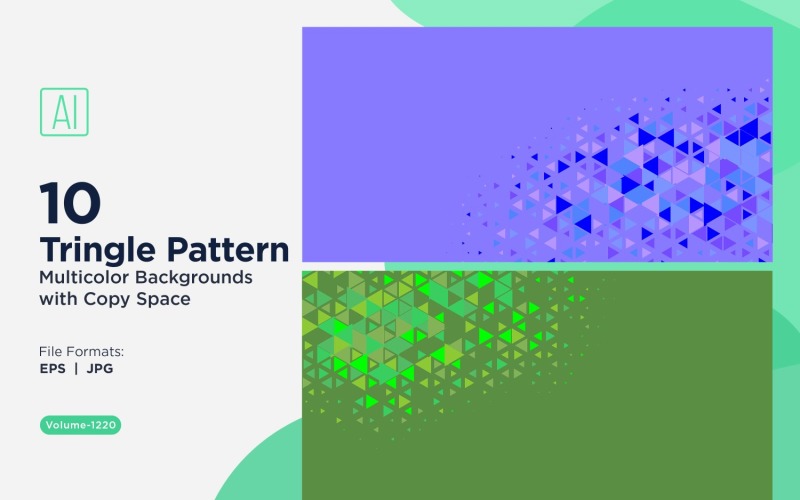 Kleurrijke driehoeken van verschillende groottes Veelzijdig patroon Achtergrond 1220