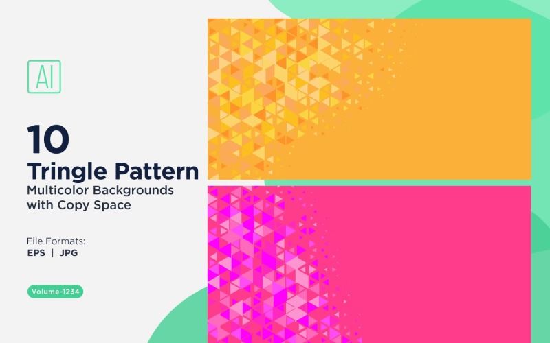 Kleurrijke driehoeken van verschillende groottes Veelzijdig patroon Achtergrond 1234