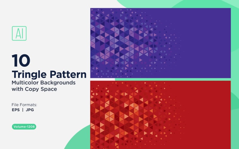 Kolorowe trójkąty o różnych rozmiarach, uniwersalny wzór tła 1208