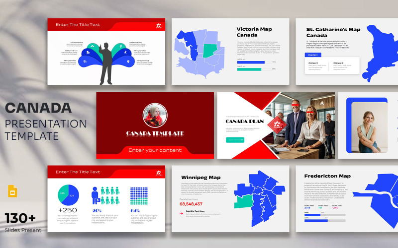 Plantilla de presentación clara del mapa de la ciudad de Canadá