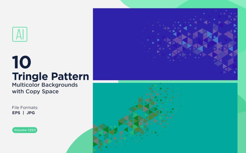 Разноцветные треугольники разных размеров, универсальный узор фона 1250
