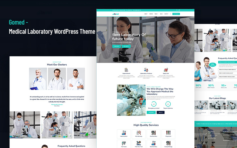 Gomed - Lékařská laboratoř, nemocnice, diagnostika, klinika, zdraví Elementor WordPress šablona