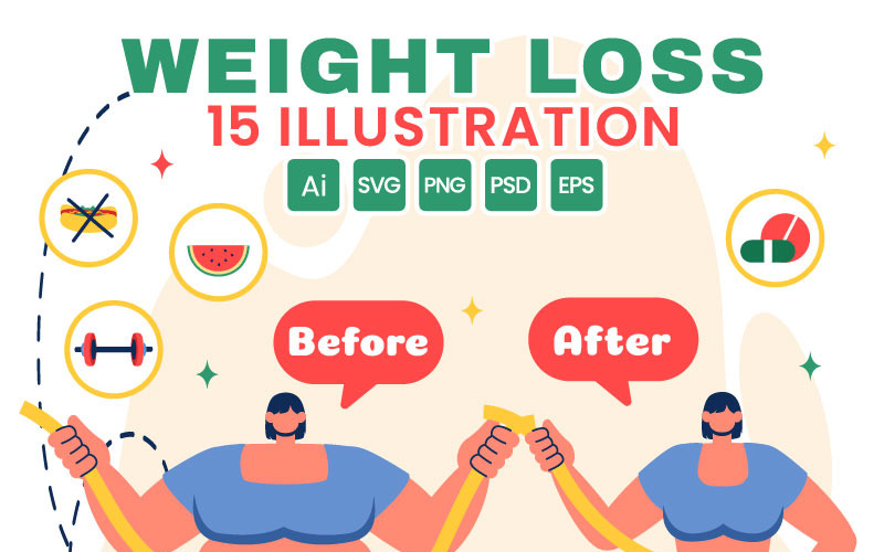 15 Ilustração de Progresso de Perda de Peso