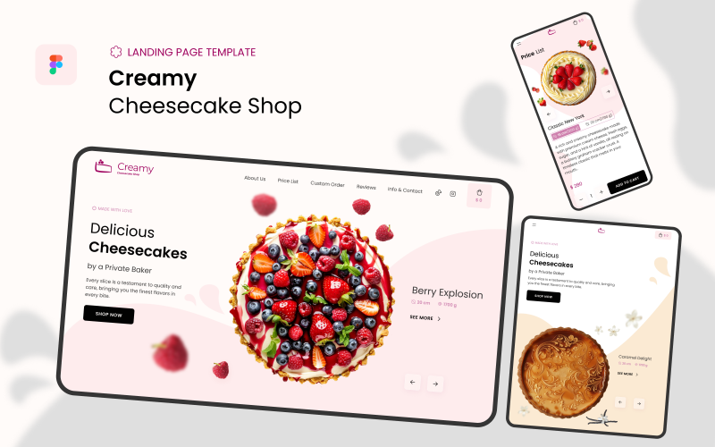 Negozio di cheesecake cremoso — Modello di landing page
