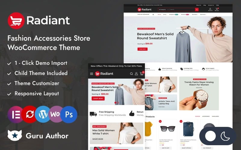 Radiant - 时尚配饰商店 Elementor WooCommerce 响应式主题