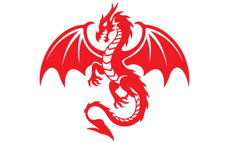 Ein Vektorsilhouette-Logo eines wilden Drachen in dynamischer Kunst