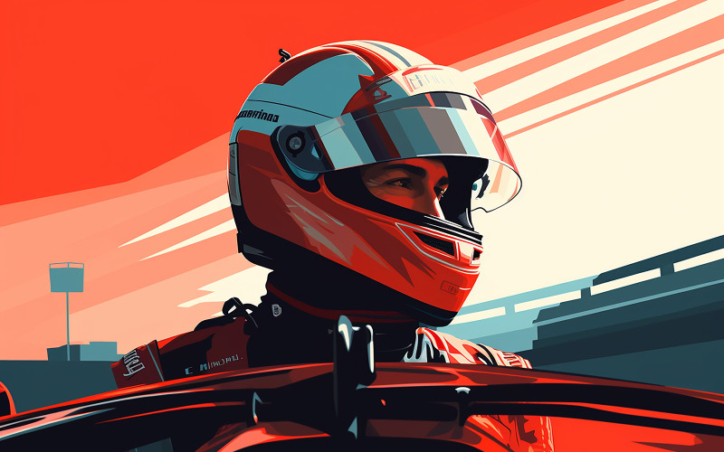 Formula one racing driver before start of competition