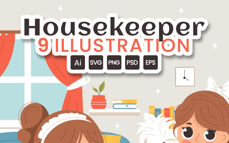 9 illustrations de femmes de ménage professionnelles