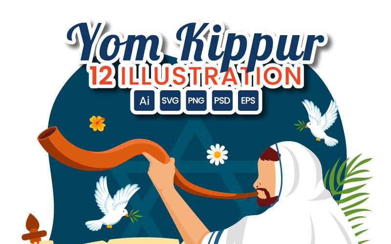 Ilustração da celebração do 12º Yom Kippur