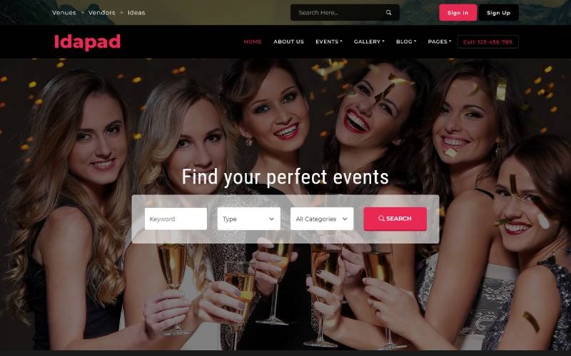 Idapad - Modelo Bootstrap HTML multiuso para eventos