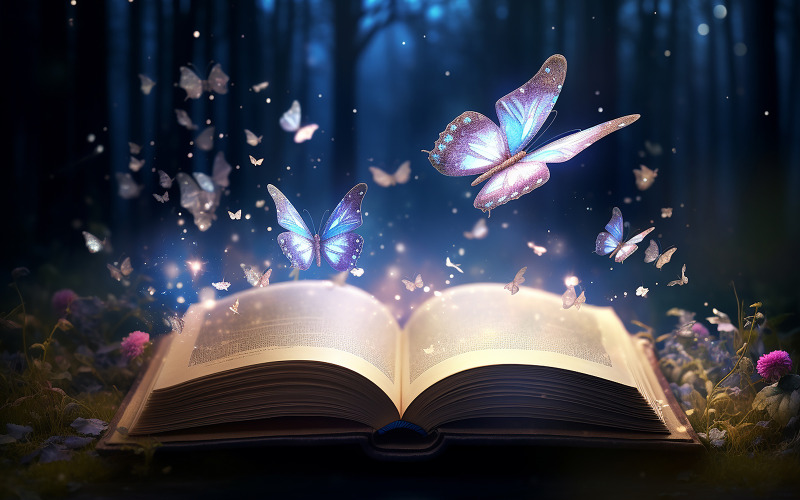 apri il libro magico con polvere magica di luci crescenti